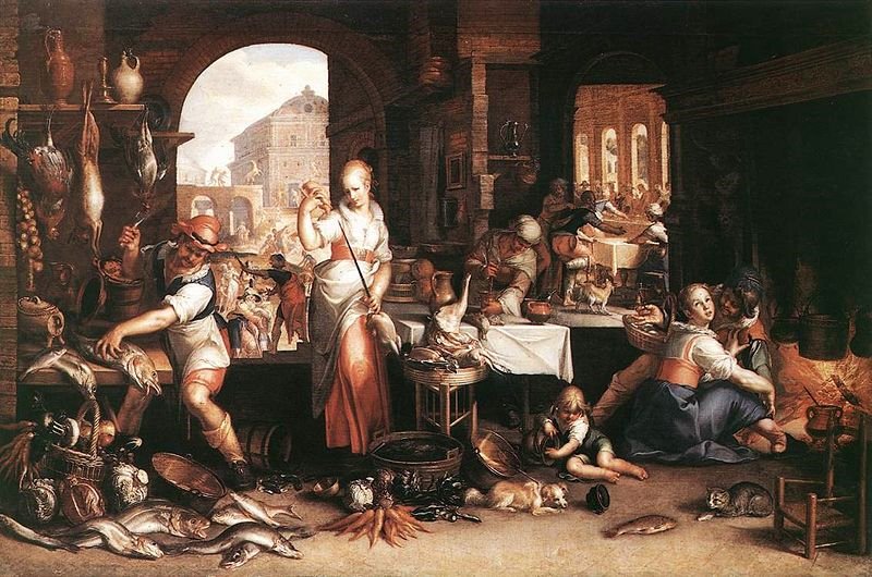 Joachim A. Wtewael, Küchenszene mit dem Gleichnis vom großen Gastmahl